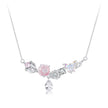 925 Sterling Silver Necklace with CZ & Resin Pendant, 18x39mm, Plated with White Gold