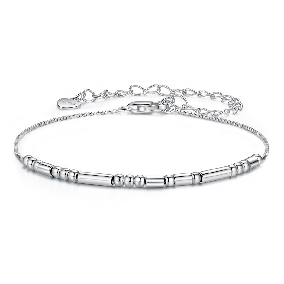 925 Sterling Silver White Gold Plated Bracelet 15+6cm for Women