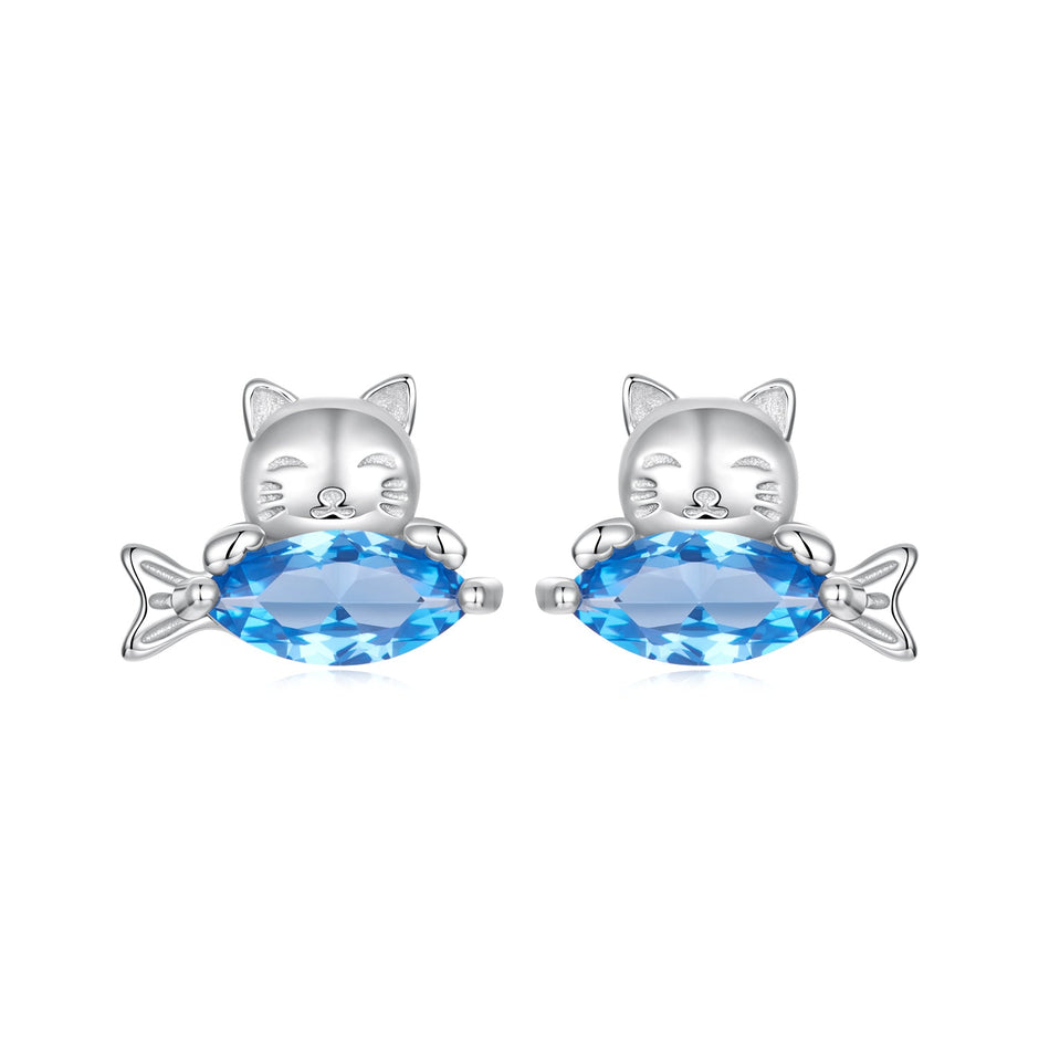 925 Sterling Silver 0.8cm White Gold Plated CZ Earrings for Women