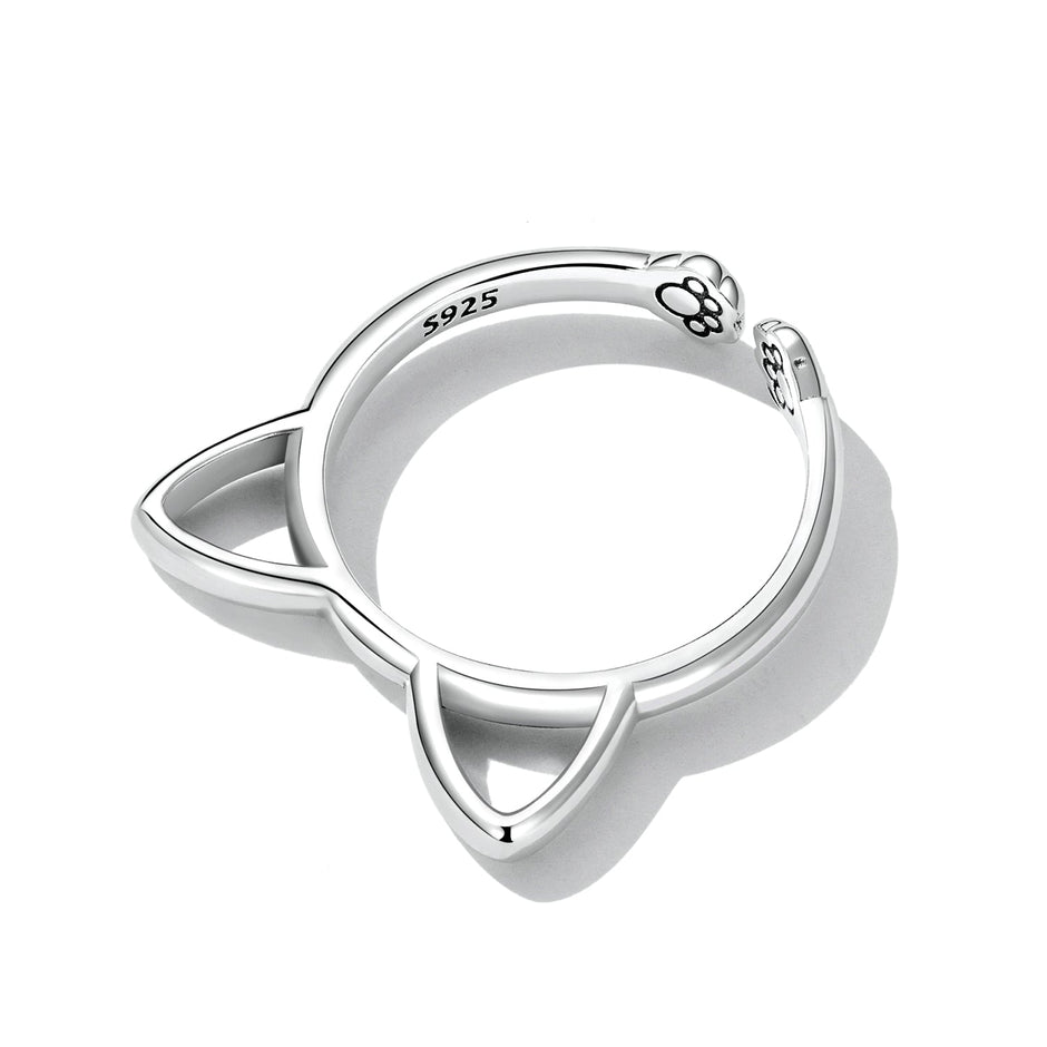 925 Sterling Silver Oxidized Paw Design Ring