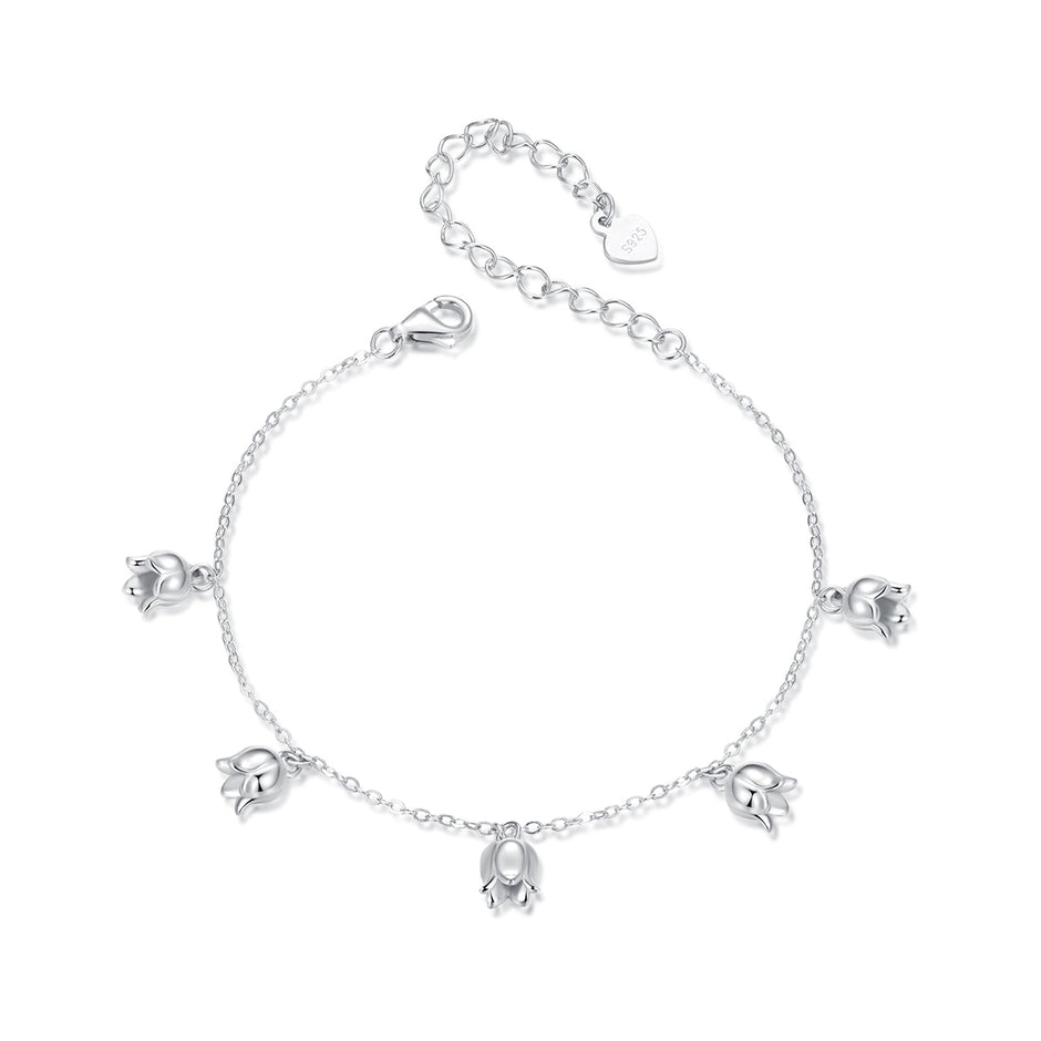925 Sterling Silver Plated White Gold 12x41mm Pendant Bracelet