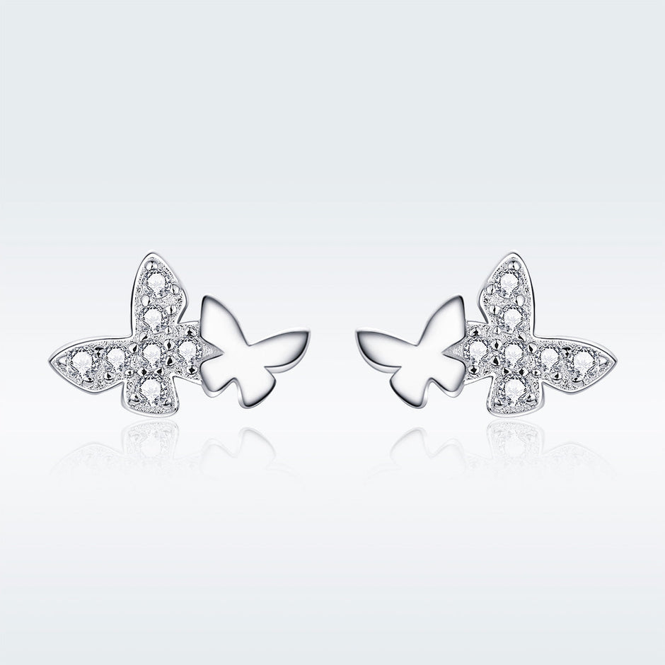 925 Sterling Silver Earrings with Pavé Setting CZ - 0.6*0.9cm