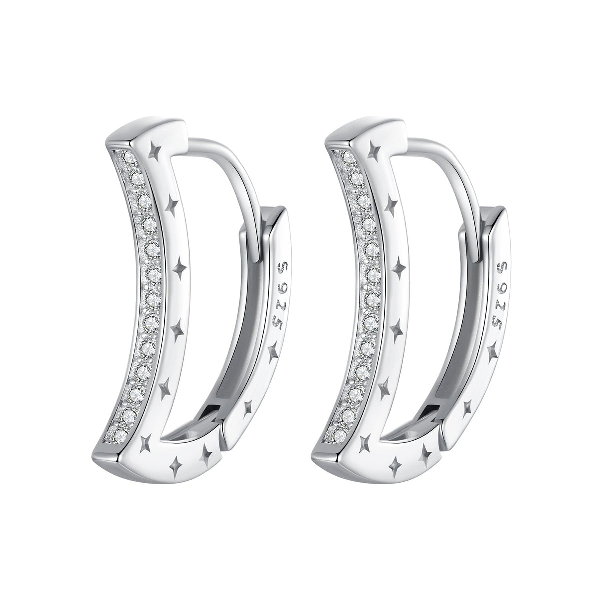 925 Sterling Silver Pave Setting CZ White Gold Plated Earrings for Women