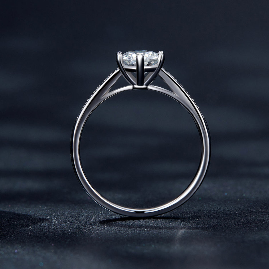 925 Sterling Silver Moissanite & CZ Ring Size 6 for Women