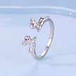 925 Sterling Silver Rabbit Ring with Pavé Setting CZ in White Gold for Women