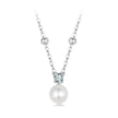 925 Sterling Silver Moissanite and Freshwater Pearl Necklace 40+5cm for Women