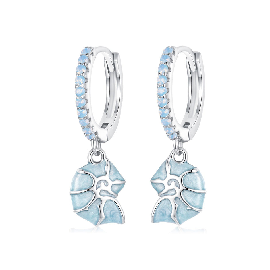 925 Sterling Silver Earrings with Nano Opal Stone and Enamel - 22x8mm