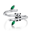 925 Sterling Silver Enamel White Gold Pave Set CZ Ring