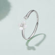 925 Sterling Silver White Gold Plated Ring with Nacre and CZ for Women