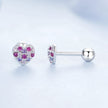 925 Sterling Silver Earrings with Pavé Setting CZ in White Gold for Women