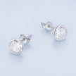 925 Sterling Silver Earrings with Pavé Setting CZ, 7mm, Plated Platinum for Women