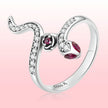 925 Sterling Silver Oxidized Snake Ring with Pavé Setting CZ for Women - Size 7.0