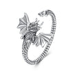 925 Sterling Silver Oxidized Dragon Ring