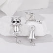 Brass & S925 Silver Earrings | 2.8*1.1cm | White Gold Plated with Pavé Setting CZ for Women