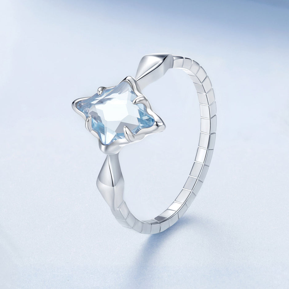 925 Sterling Silver White Gold Plated 1.2x0.9cm Pendant Ring Size 6.0 for Women