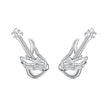 925 Sterling Silver Earrings for Women with White Gold Plating, Size 1.5x0.6cm