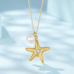 925 Sterling Silver Necklace with Gold Plating, 40+5cm, Featuring Synthetic Pearl & CZ for Women