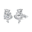 925 Sterling Silver White Gold Plated CZ Pavé Set 1.2 x 0.7 cm Earrings for Women