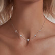 925 Sterling Silver Pave Setting CZ Necklace with White Gold Plating 400mm for Women