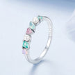 925 Sterling Silver Ring with Nano Opal Stone, Size 6, for Women