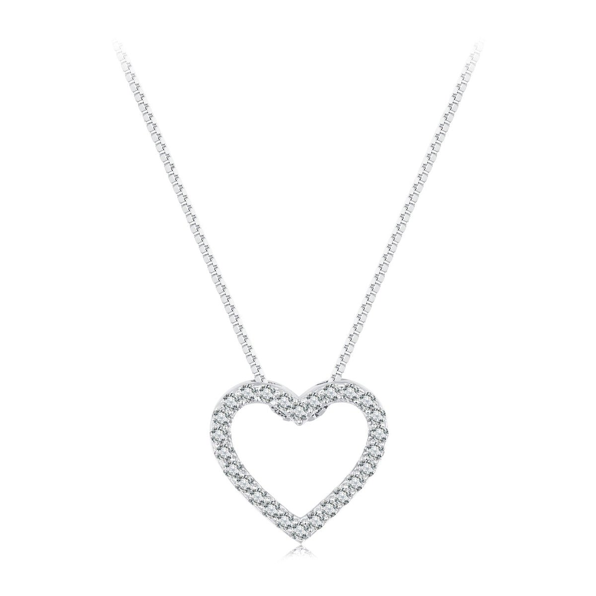 S925 Sterling Silver Necklace with Moissanite, 400mm + 50mm, Platinum Plated, Women