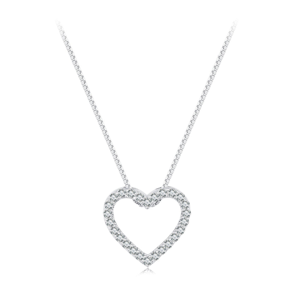 S925 Sterling Silver Necklace with Moissanite, 400mm + 50mm, Platinum Plated, Women