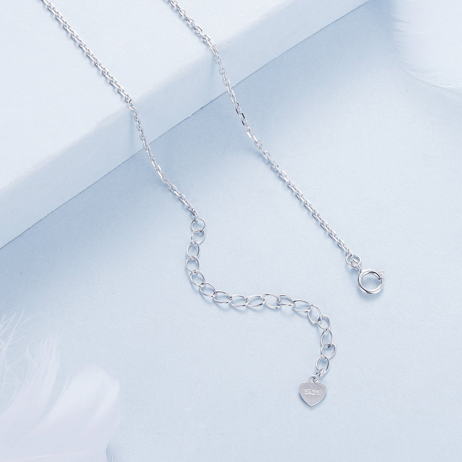 925 Sterling Silver Pave Setting CZ Necklace with White Gold Plating 400mm for Women