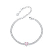 925 Sterling Silver White Gold Plated 8mm CZ Pendant Bracelet for Women