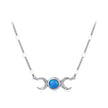 925 Sterling Silver White Gold Plated Synthetic Opal 40+5cm Pendant Necklace for Women