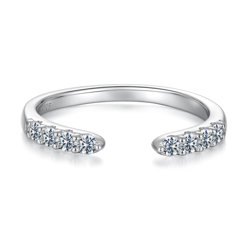925 Sterling Silver White Gold Plated Size E Moissanite Ring for Women