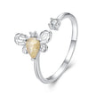 925 Sterling Silver White Gold Plated Jade Ring with CZ for Women