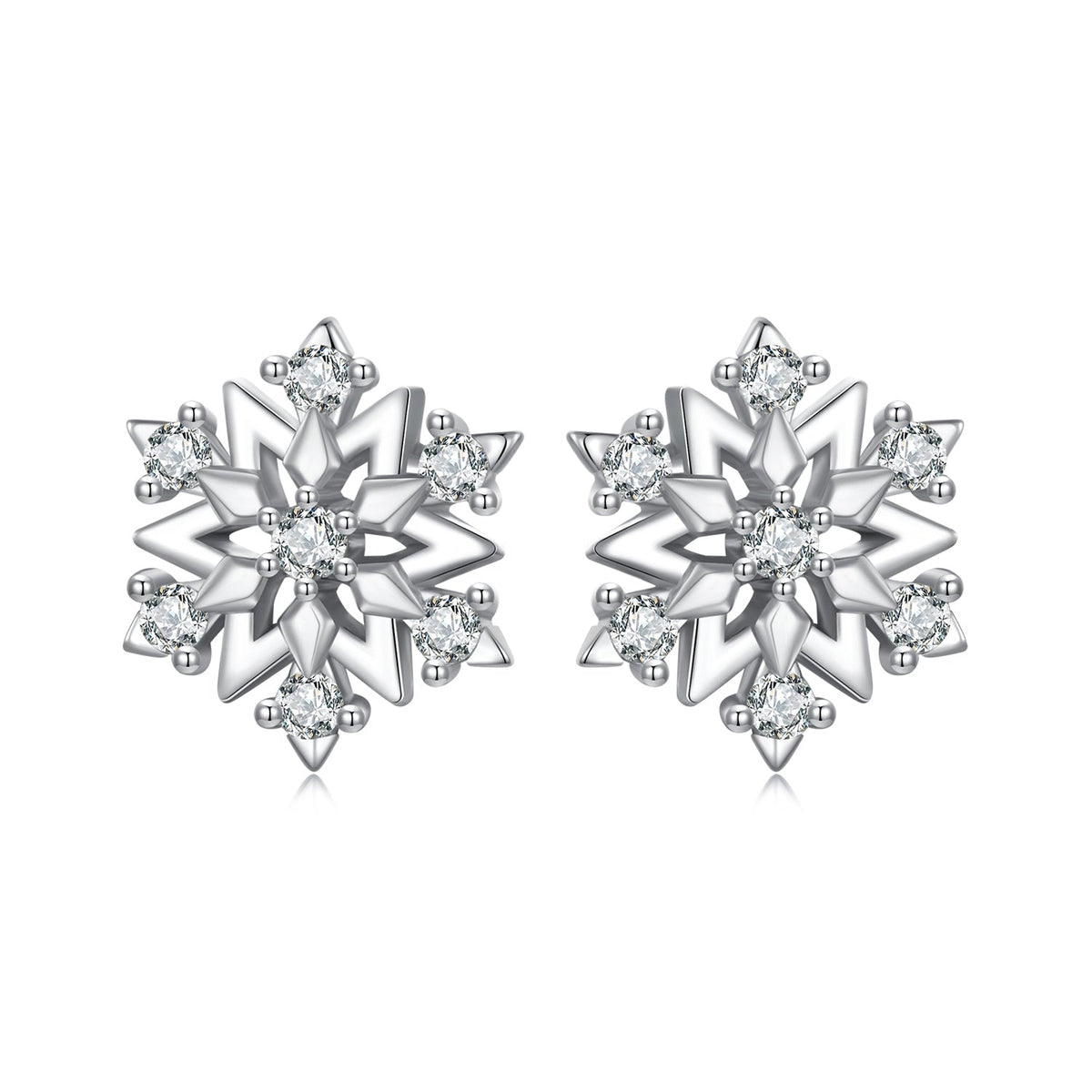 925 Sterling Silver Earrings with Pavé Setting CZ and White Gold Plating