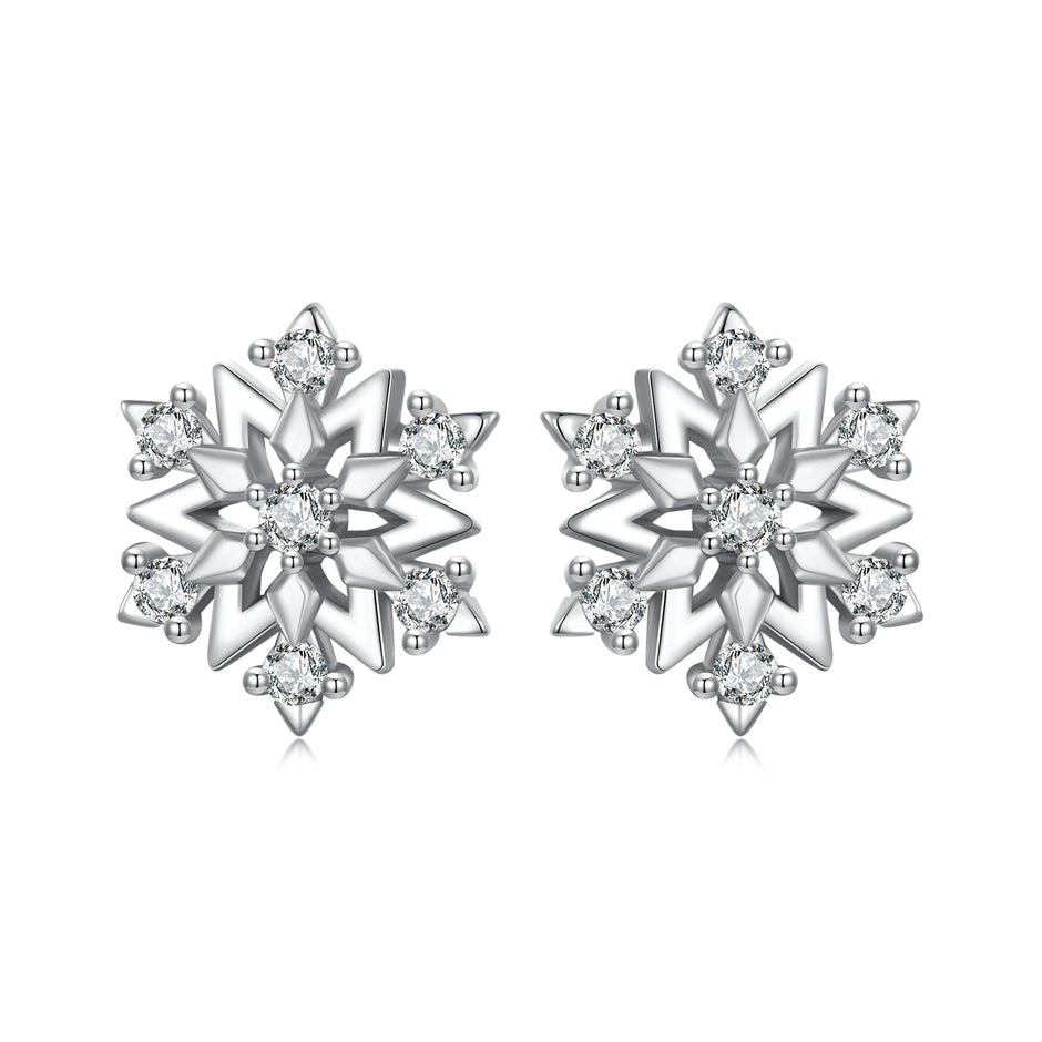 925 Sterling Silver Earrings with Pavé Setting CZ and White Gold Plating
