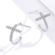 S925 Sterling Silver Earrings with Pavé Set CZ in Platinum Finish