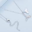 925 Sterling Silver Necklace with CZ & Enamel - 40+5cm Length, Fishtail Design for Women