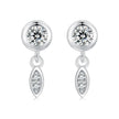 925 Sterling Silver Earrings with Pavé Setting CZ in White Gold - 11*4mm
