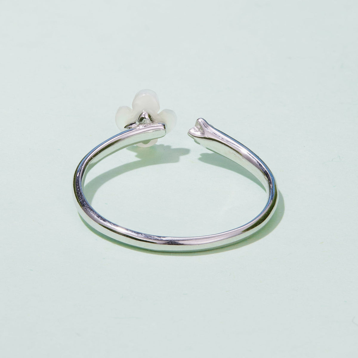 925 Sterling Silver White Gold Plated Ring with Nacre and CZ for Women