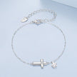 925 Sterling Silver Bracelets with Pavé Setting CZ, Length 15+6cm, White Gold Plated for Women