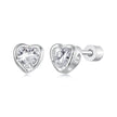 925 Sterling Silver Earrings with Plated White Gold & Pavé Setting CZ, 0.5cm for Women