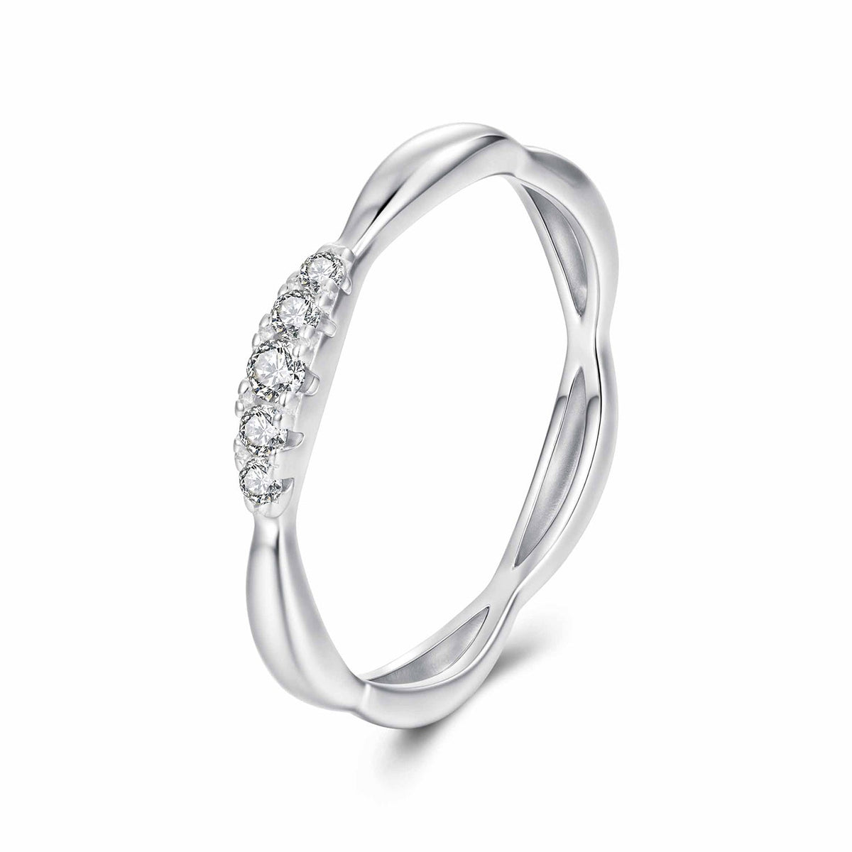 925 Sterling Silver Moissanite Ring with 0.15-0.2cm Gems for Women - Size 6