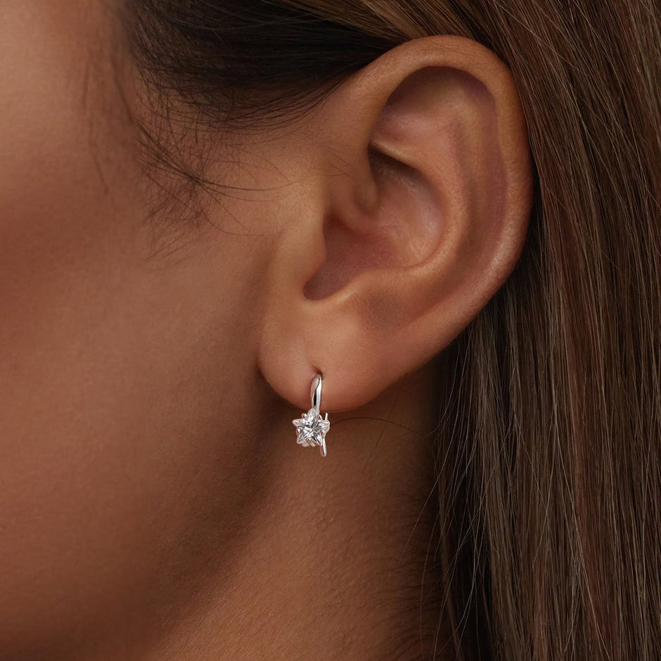 925 Sterling Silver Earrings with Pave Setting CZ 12*5mm for Women