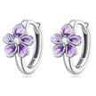 925 Sterling Silver Enamel Earrings with CZ - 1.2x0.7cm, Oxidized Finish for Women