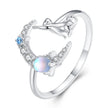 925 Sterling Silver Moonstone Ring with Pavé Setting CZ