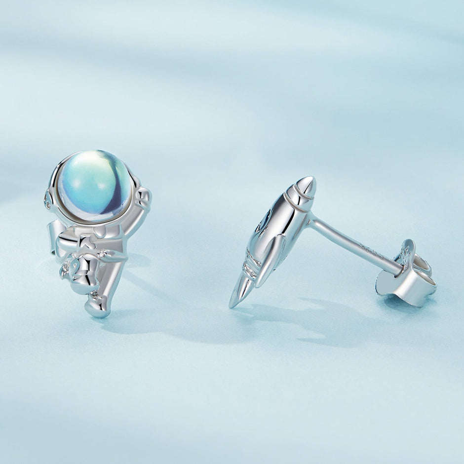 925 Sterling Silver Plated Moonstone Earrings with CZ for Women