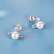 925 Sterling Silver Earrings with White Gold Plating and Shell Pearl
