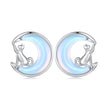 925 Sterling Silver Earrings with Transparent Glass, 13mm x 12mm for Women