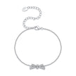 925 Sterling Silver White Gold Plated Moissanite Bow-Knot 15+6cm Bracelet for Women