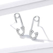 925 Sterling Silver Earrings for Women - 1.7x0.6cm, Platinum Plated with Pavé Setting CZ
