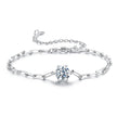 925 Sterling Silver Plated White Gold Moissanite Bracelet 15+6cm for Women