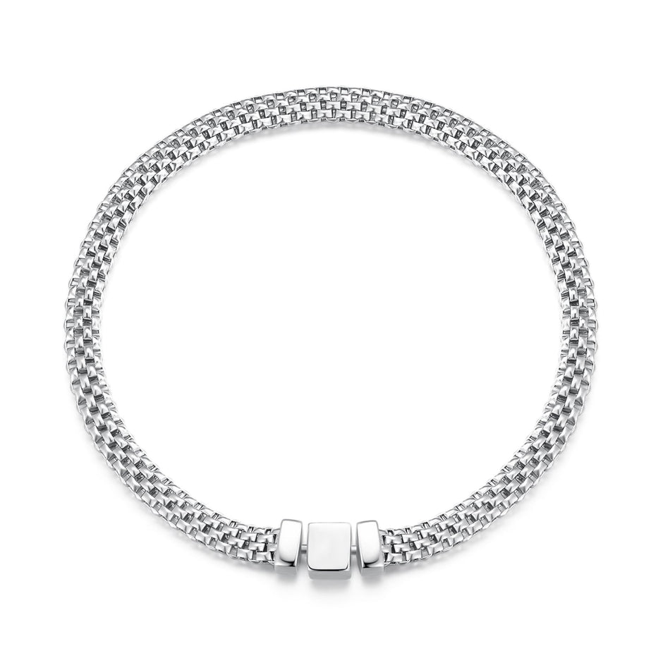 925 Sterling Silver Plated Platinum 17.0 Size Bracelet for Women